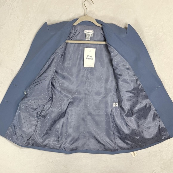 Vintage Talbots Wool Midi Skirt Suit 10 Fit 6 8 Blue Double Breasted Gold Button - Picture 9 of 16